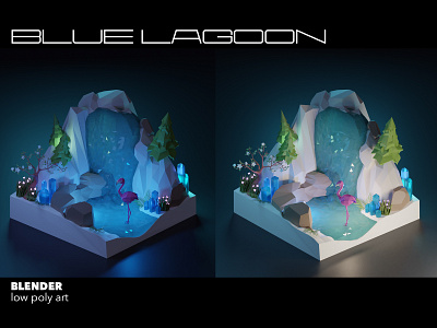 Blue lagoon #1 blender blender3dart game art gamedesign gamedev illustration lowpoly lowpolyart