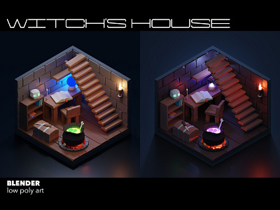 Witch s house 3dartwork blender game art gamedesign gaming illustration lowpoly lowpolyart render