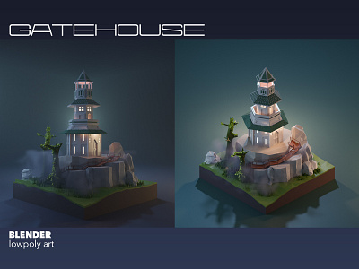 Gatehouse 3dart 3dartist 3dartwork blender blender3dart gamedesign gamedev illustration isometric lowpoly lowpolyart