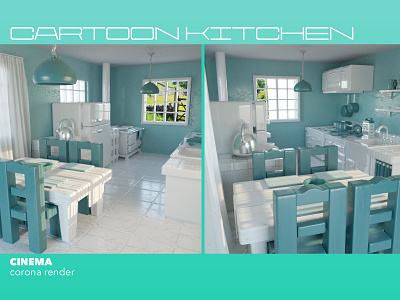 Cartoon kitchen 3dartist cartoon cinema4d corona coronarender design highpoly interior kitchen