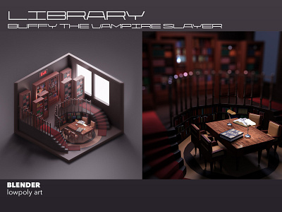 Library 3dartwork blender blender3dart design gamedesign illustration isometric lowpoly lowpolyart