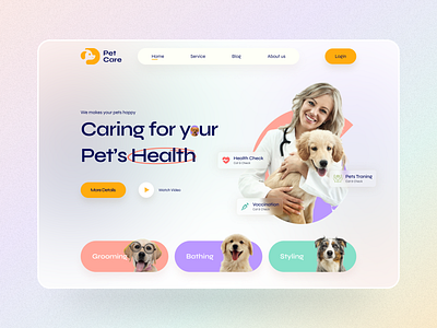 PETCARE- Veterinary Medical Care adoption animal cat clinic dog hero section landing page pet adoption pet app pet care pet shop pet store pets petshop puppy ui ux veterinarian veterinary