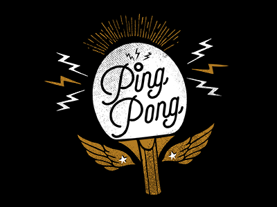Ping Pong brush design graphic logo ping pong tattoo vintage wings