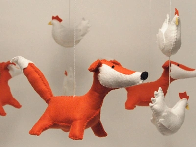 fox and chicken baby mobile baby chicken felt fox mobile plush