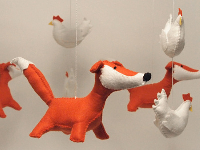 fox and chicken baby mobile