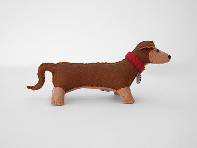 happy friday with Lars. dachshund dog felt pet portrait stuffed