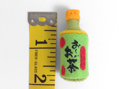 felty tea bottle asian bottle felt green micro stitch tea