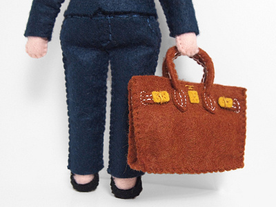 Felty Hermes Tote doll felt hermes sewn stitched tote