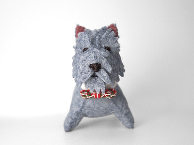 Felty Terrier bow collar dog felt fur terrier tie toto