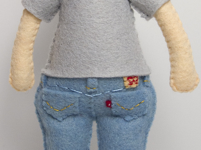 felty Levi's Jeans doll embroider felt handmade jeans levi sew stitch