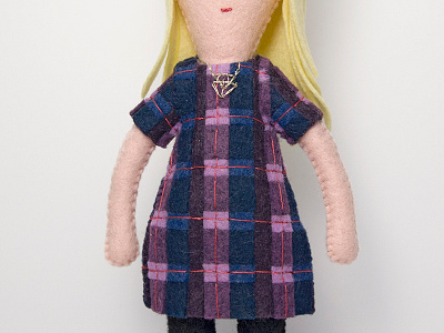 felt plaid dress doll dress felt handmade plaid sewn stitch