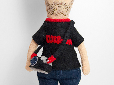 Doll with camera. camera doll felt handmade olympus om10 wilson