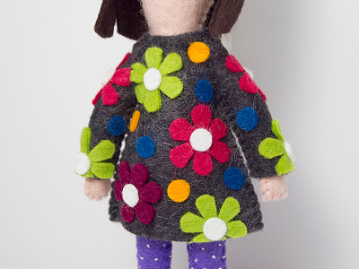 felty flower dress doll dot dress felt flower handmade polka