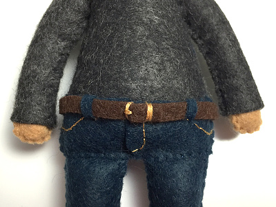 felty jeans and buckle. belt buckle doll felt jeans