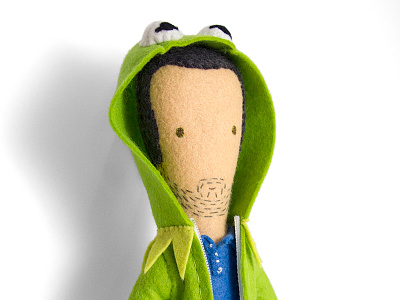 Kushell The Frog doll felt hoodie kermit muppets portrait