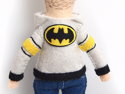 "I am felty Batman." batman doll felt handmade hoodie