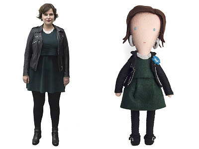 Felty side-by-side. doll felt jacket leather portrait skirt