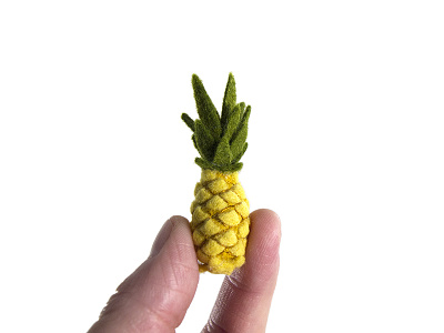 Felty pineapple. felt fruit micro mini pineapple stitch