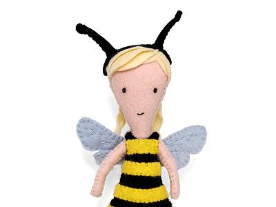 6 / 100 Days of Dolls bee bumble doll felt girl hand handmade portrait stitched wings