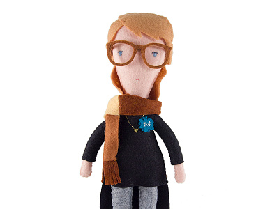 Felty bundle. doll felt glasses handmade portrait scarf