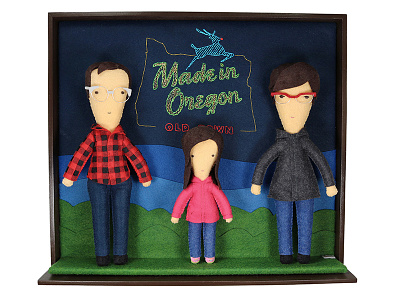 Felty Family Portrait doll embroidery felt handmade made in oregon old town oregon portland portrait stitched