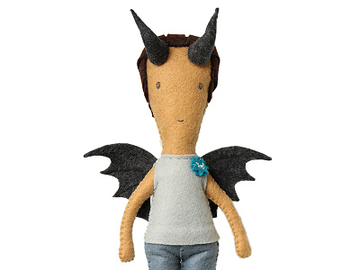 Felty Demon demon doll felt hand handmade horns stitched tail wings