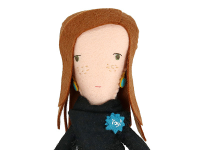 Moo Doll #163 anniversary art doll employee felt gift portrait stitched unique