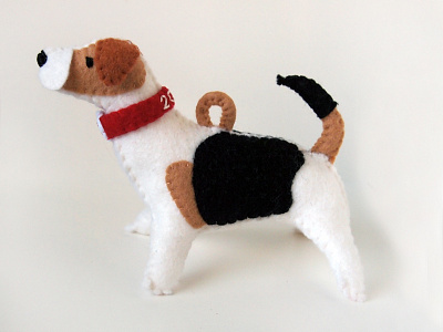 jack russell terrier dog felt plush stitched