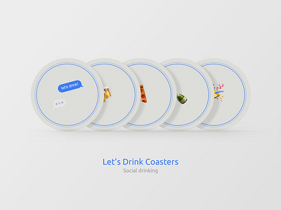 Let's Drink Coasters branding coasters design drink flat icon illustration sketch app social sticker mule typography vector