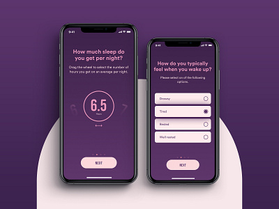 BedTime Tracker App app app design application hours ios picker purple toggle