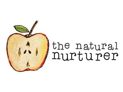 The Natural Nurturer apple blog branding food fruit icon logo typewriter watercolor