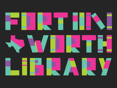 Fort Worth Library Card Design bold book books bright colorful fort worth fun geometric library shapes spine texas