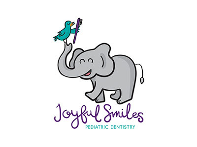 Joyful Smiles Pediatric Dentistry Logo bird childrens dentist elephant illustration joy kids logo pediatric