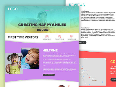 Website Template bold children colorful dentists fun gradient kids pediatric template web design website wordpress