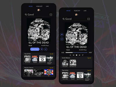 Music App Design Concept using my band Gavel