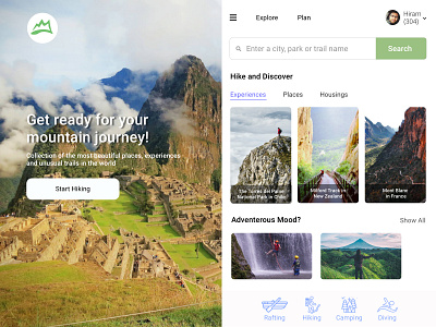 Hiking App Website Design Concept