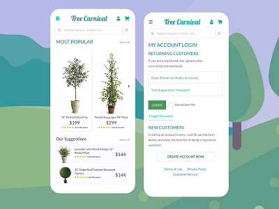 Design Concept for All Plant Tree E Commerce Sales App #2 appdesign appdesigner barskydesign design designer designsystem illustration landingpage plant app plants rapid prototyping sales ui ux