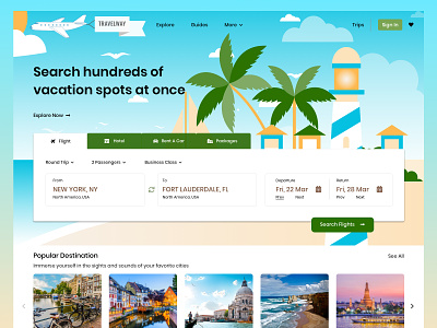 Travel App Vacation Landing Page Design Concept