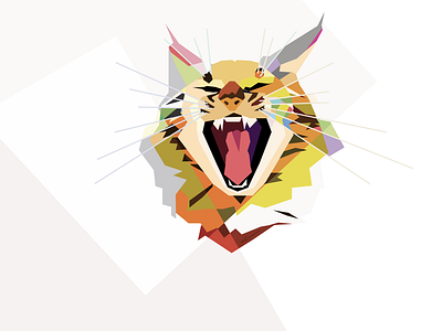 Lykke cat design flat illustration low poly polygon portrait wpap yawn
