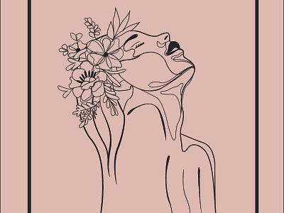 flower on the head draw illustration line vector vector art