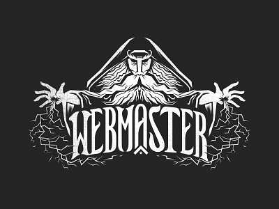 Webmaster black illustration lightning nerd proudnerds t shirt tee typography webmaster white wizard