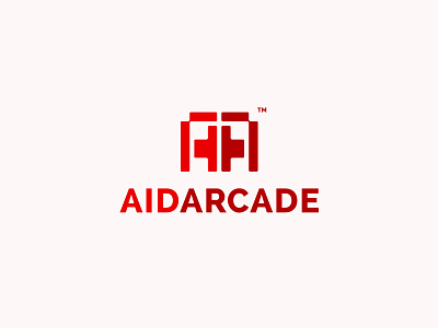 AidArcade aidarcade brand branding charity game logo plus red videogame
