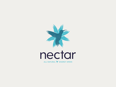 Nectar bird blue drink energy flower hummingbird logo natural type