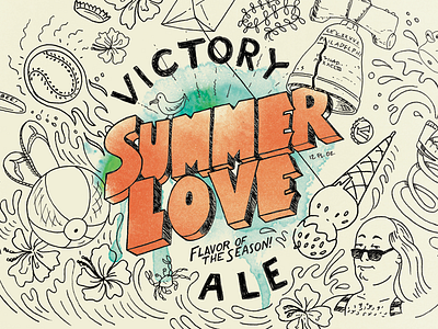 Summer Love beer ben franklin illustration packaging philadelphia type typography victory