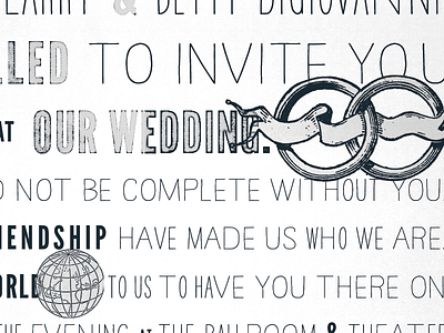 Wedding Invitation illustration invitation texture type typography wedding woodcut