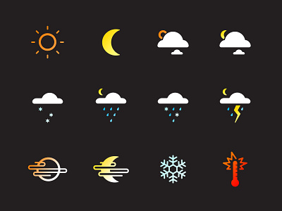 Weather Icons cloud flurries frost haze icon moon sleet snow sun thunder weather