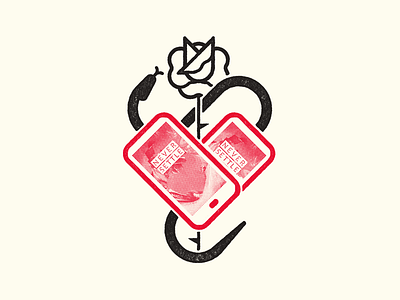 Lifetime of Love heart love never phone red rose settle snake stamp