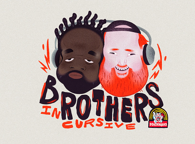 Brothers in Cursive beard design handlettering illustration podcast procreate typography