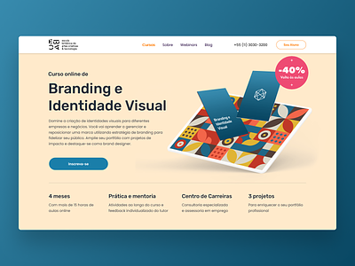 Branding and Identity Course Landing Page branding design first screen freelance graphic design identity landing landing page online course ui ui design web design web designer webdesign