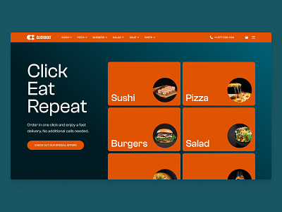 Food Delivery Concept - Design Challenge burger delivery food food delivery freelance pizza roll sushi ui design web design web designer webdesign